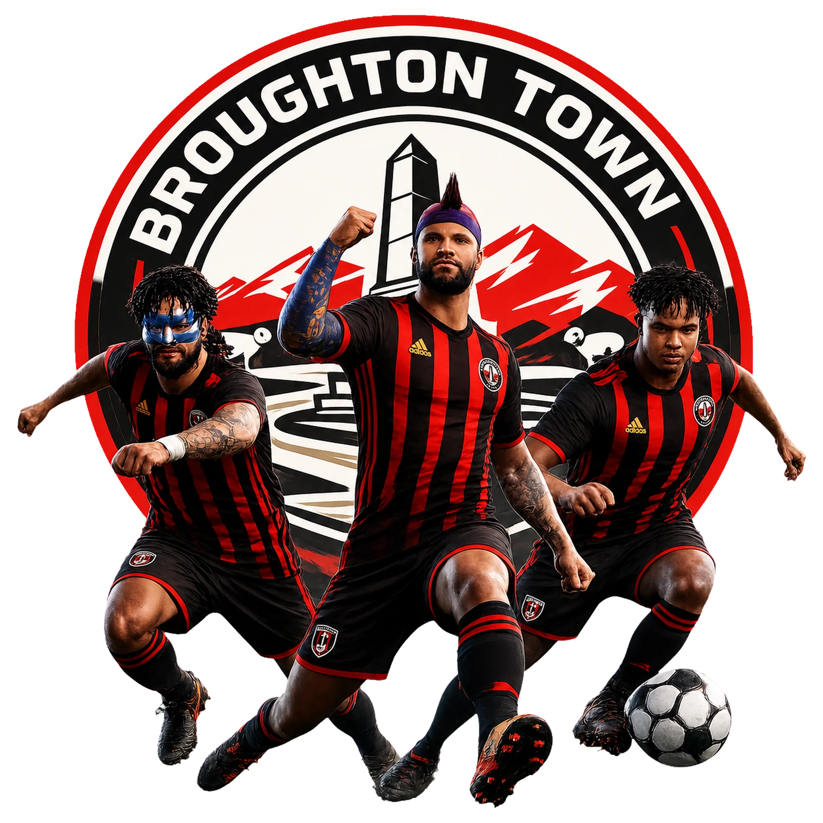 Broughton Town players in the club colours