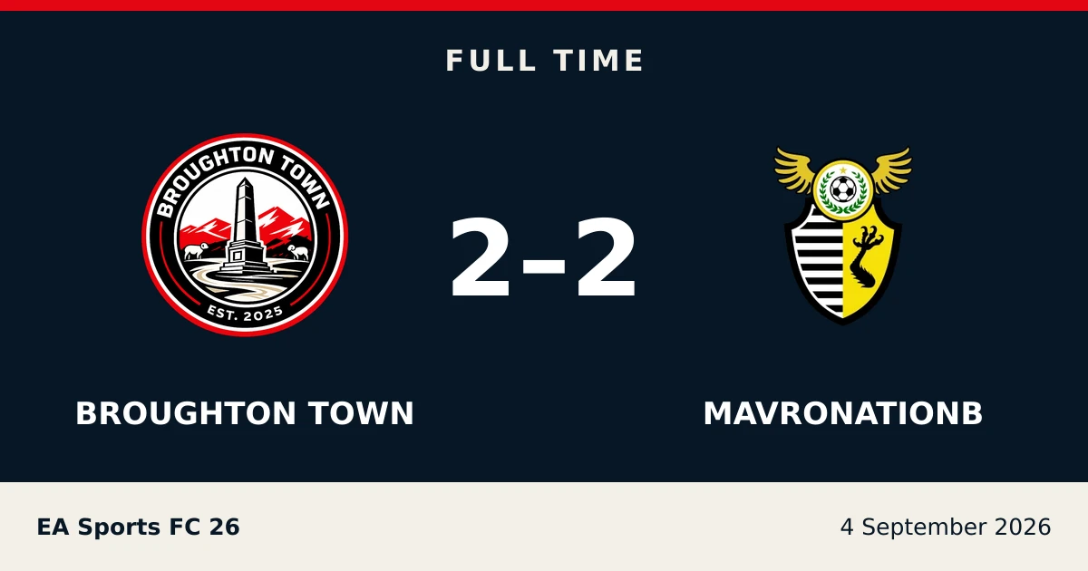 Full-time result: Broughton Town 2, MavronationB 2
