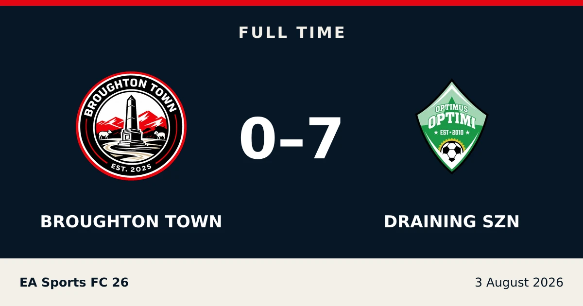 Full-time result: Broughton Town 0, Draining SZN 7