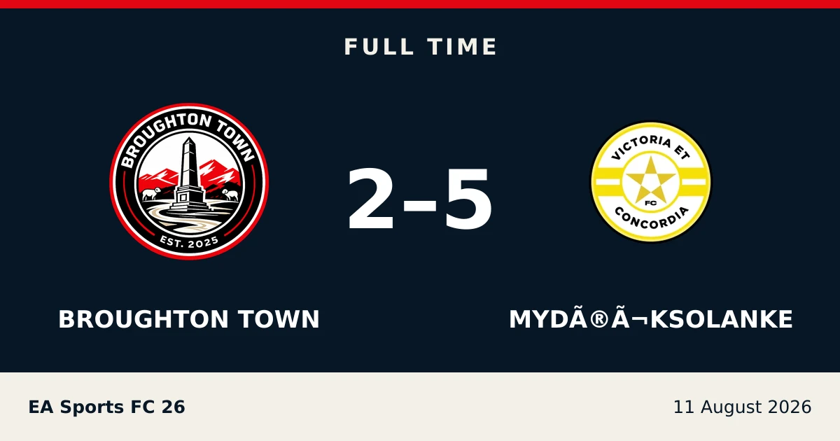 Full-time result: Broughton Town 2, MyDÃ®Ã¬kSolanke 5